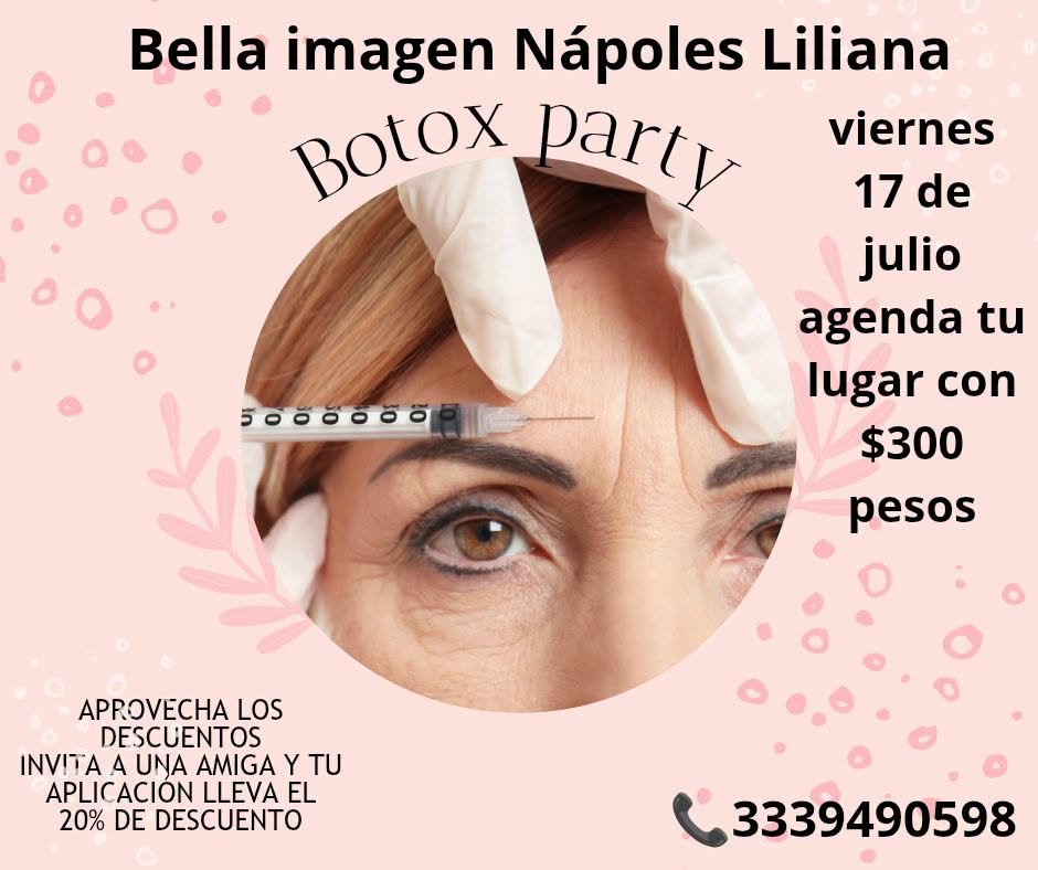 Evento Botox Party con descuentos especiales en aplicación de tratamientos antiarrugas